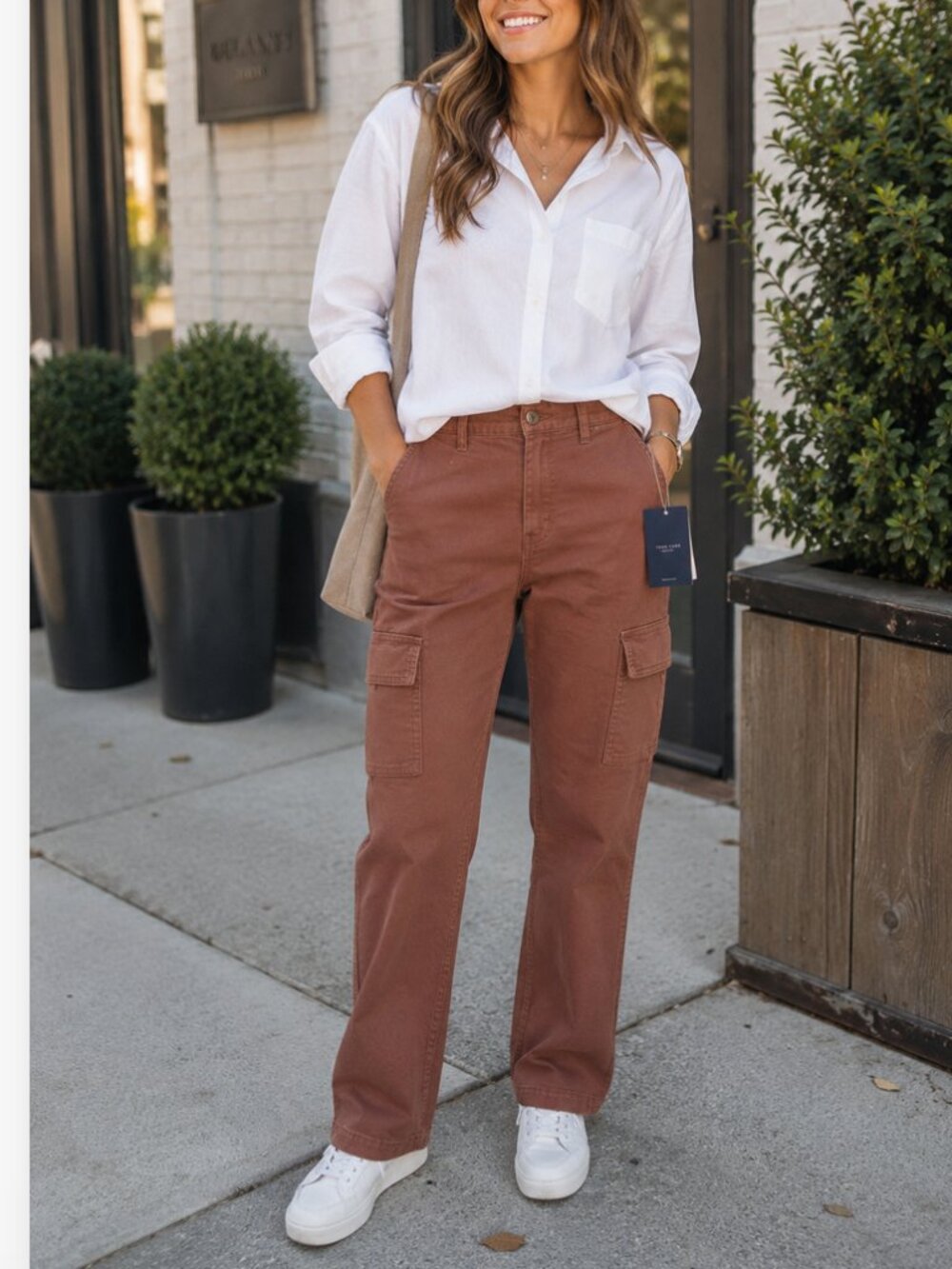 Universal Thread High Rise Slim Straight Cargo Pants Brown 2/26R NWT